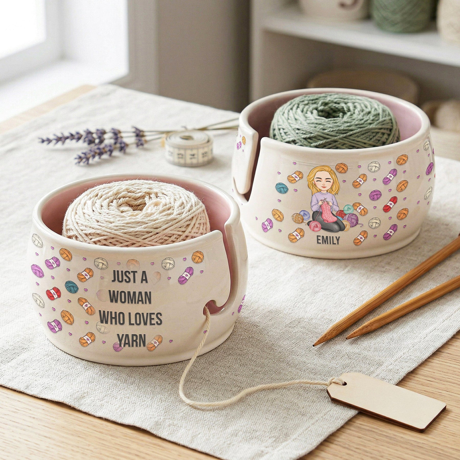 Yarn Lover, Crochet Lover, Knitting Lover - Personalized Ceramic Yarn Bowl