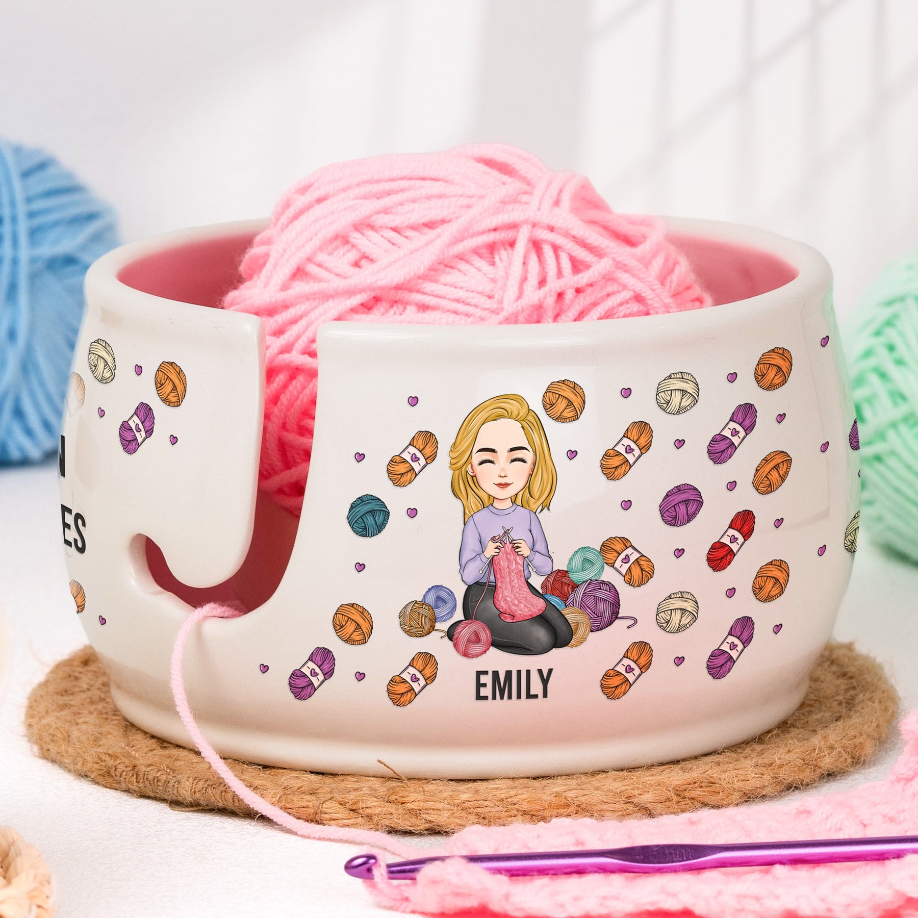 Yarn Lover, Crochet Lover, Knitting Lover - Personalized Ceramic Yarn Bowl