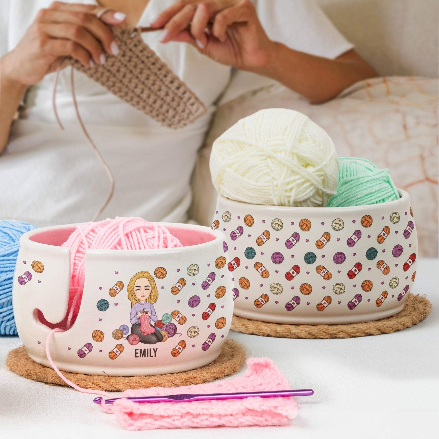 Yarn Lover, Crochet Lover, Knitting Lover - Personalized Ceramic Yarn Bowl