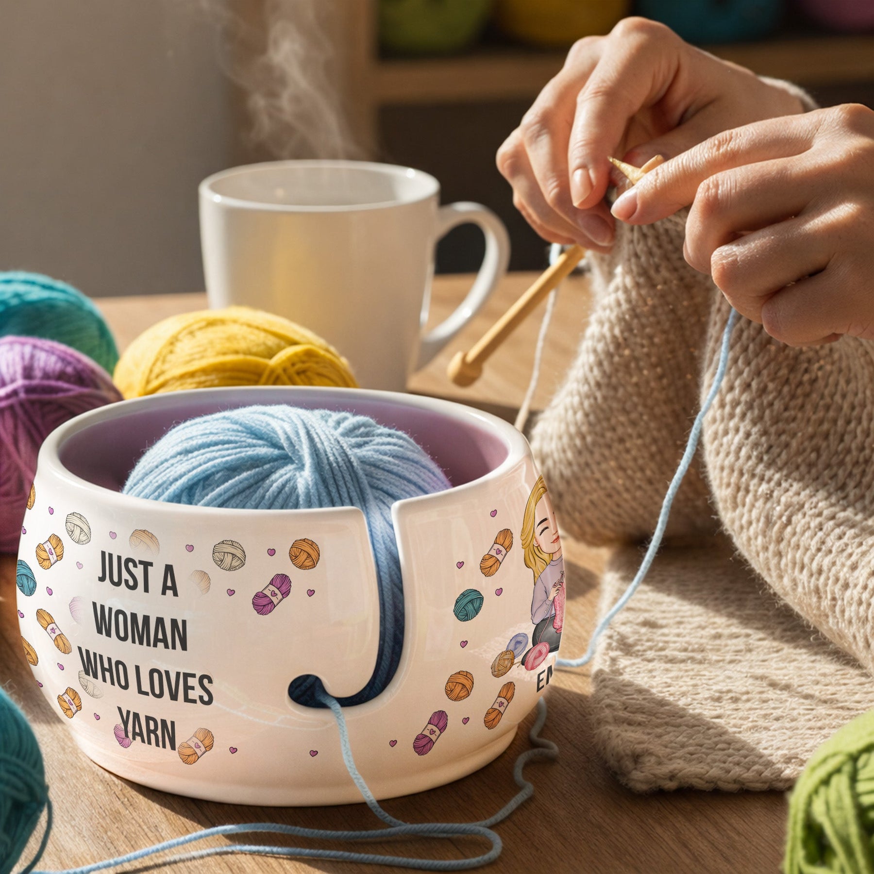 Yarn Lover, Crochet Lover, Knitting Lover - Personalized Ceramic Yarn Bowl