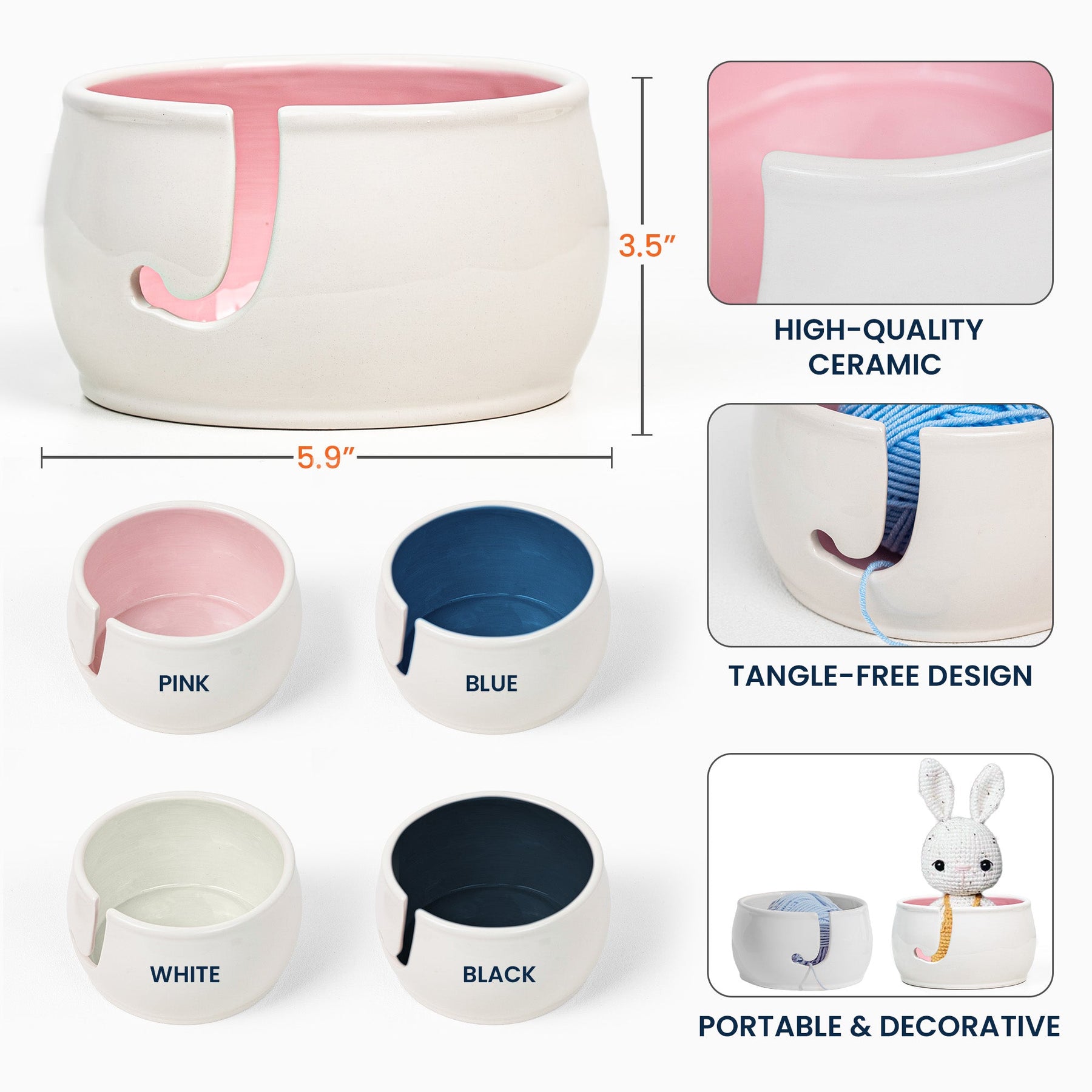 Yarn Lover, Crochet Lover, Knitting Lover - Personalized Ceramic Yarn Bowl