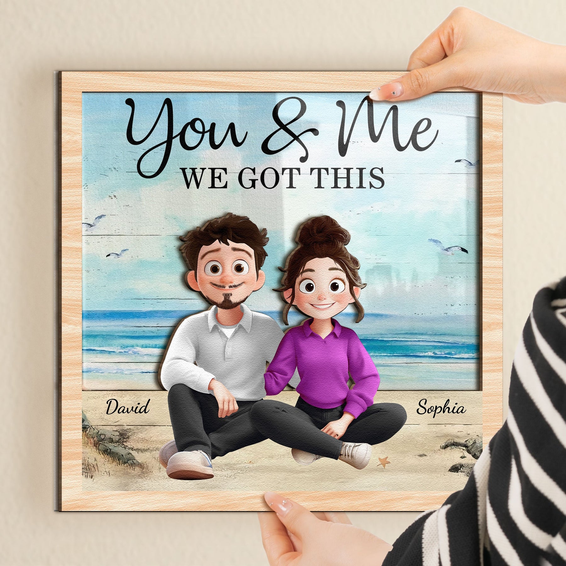 You And Me We Got This - Cartoon Couple - Personalized Wood And Acrylic Wall Art