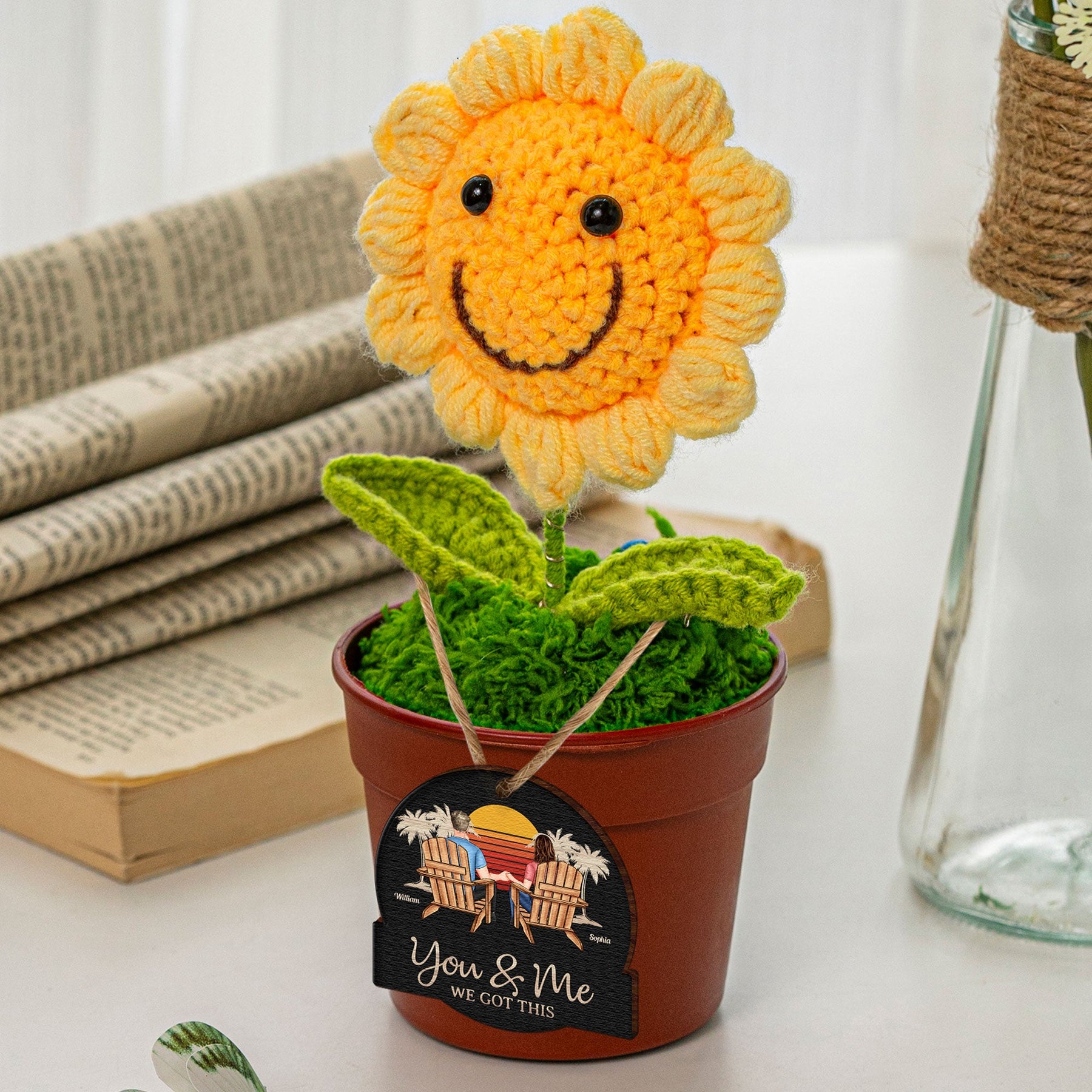 You And Me We Got This - Personalized Crochet Flower Lamp