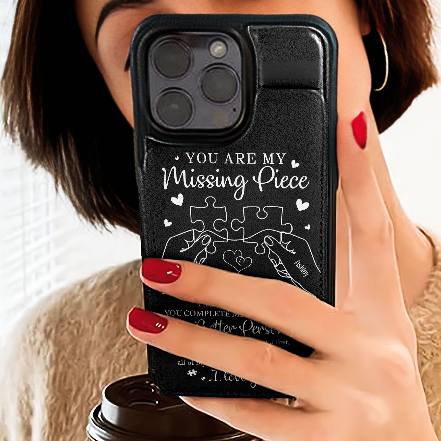 You Are My Missing Piece - Personalized Leather Flip Wallet Phone Case
