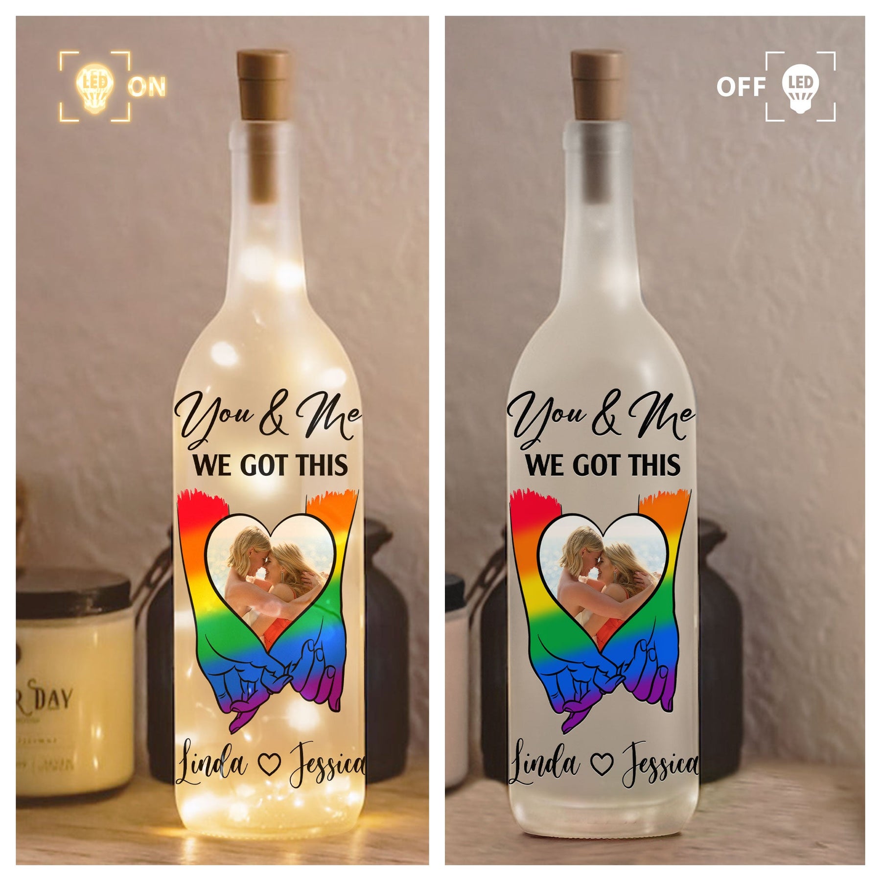 You Are My Rainbow - Personalized Photo Bottle Lamp