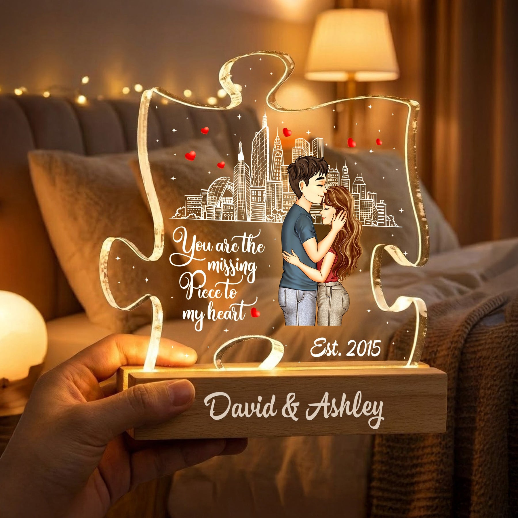 You Are The Missing Piece To My Heart New Version - Personalized LED Night Light