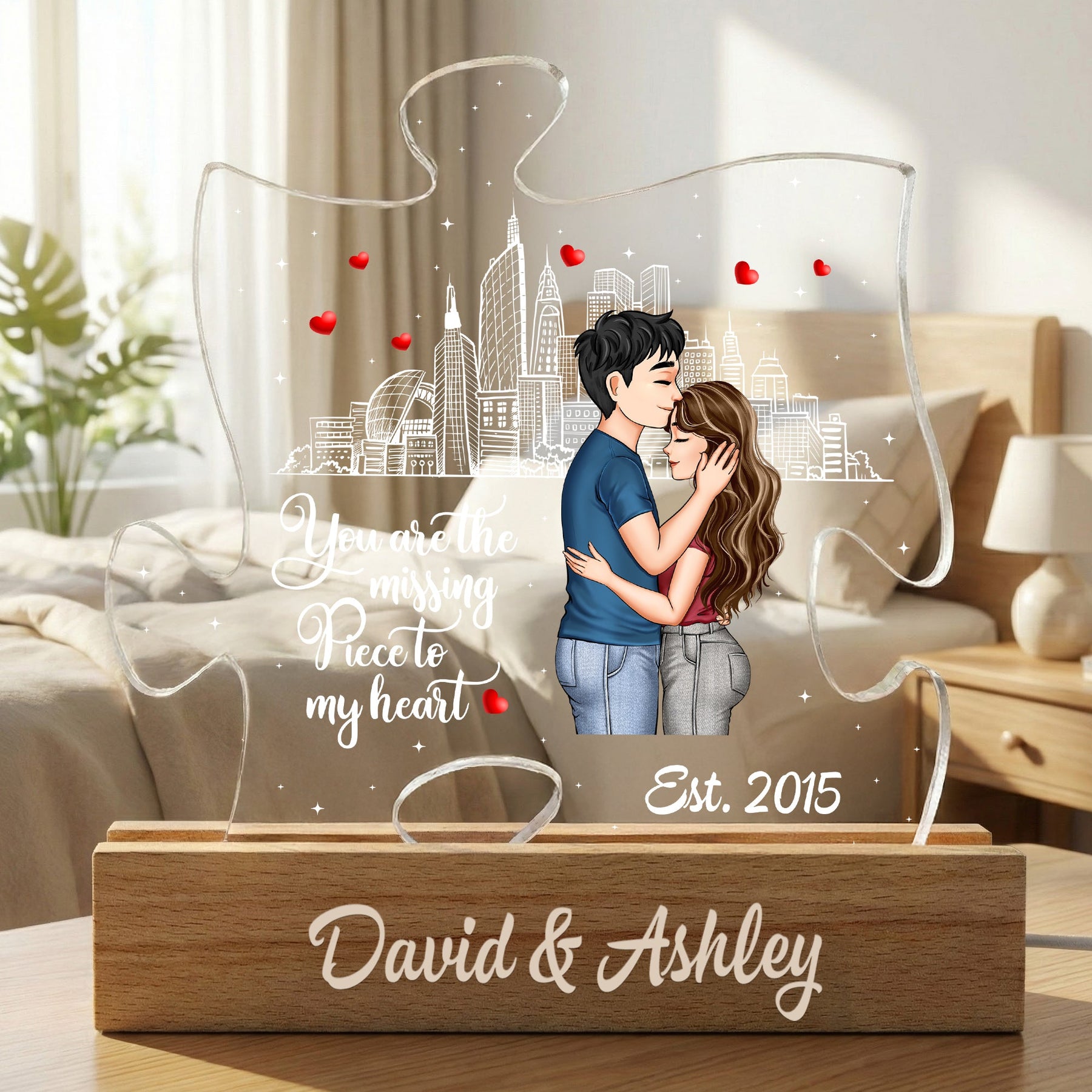 You Are The Missing Piece To My Heart New Version - Personalized LED Night Light