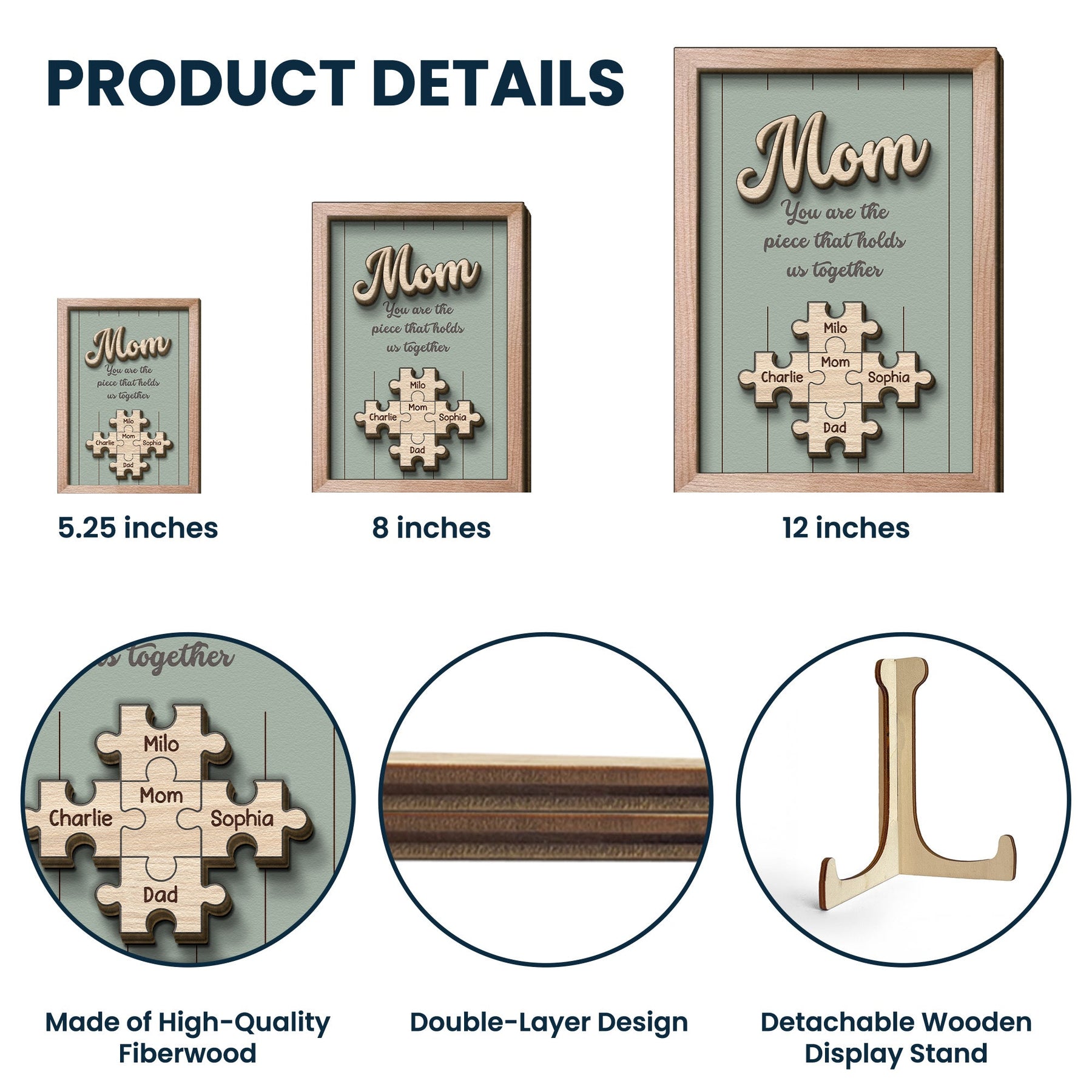 You Are The Piece That Holds Us Together Mother's Day Gift For Her - Personalized Wooden Plaque