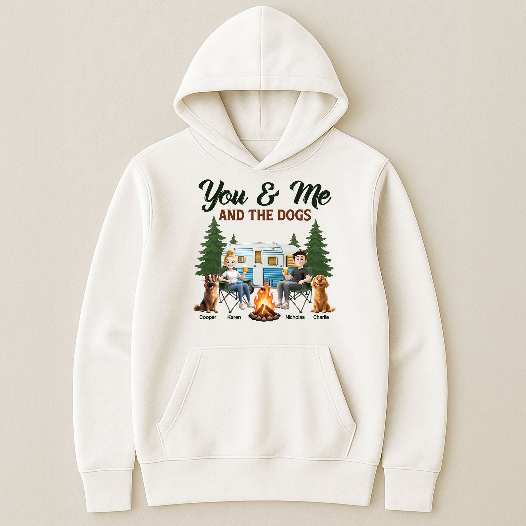 You & Me And The Dogs New Version Dog Lovers Camping Lovers - Personalized Shirt