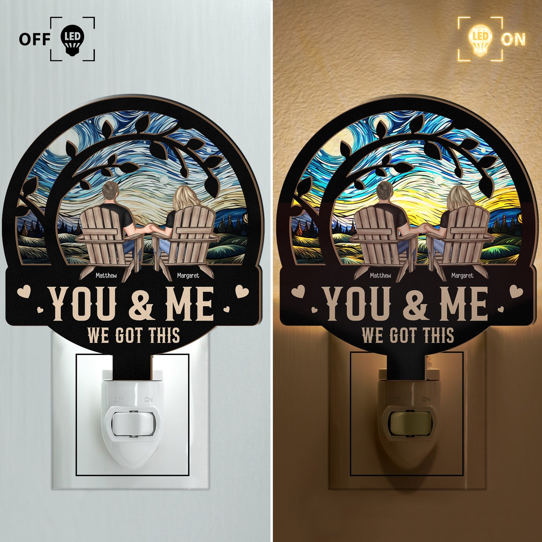 You & Me We Got This - Personalized Wood And Acrylic Night Light