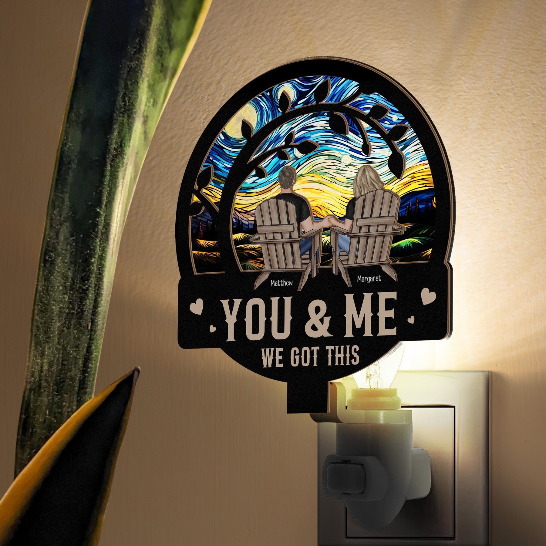 You & Me We Got This - Personalized Wood And Acrylic Night Light