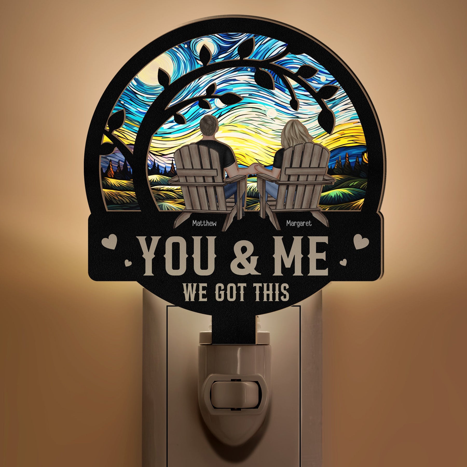 You & Me We Got This - Personalized Wood And Acrylic Night Light