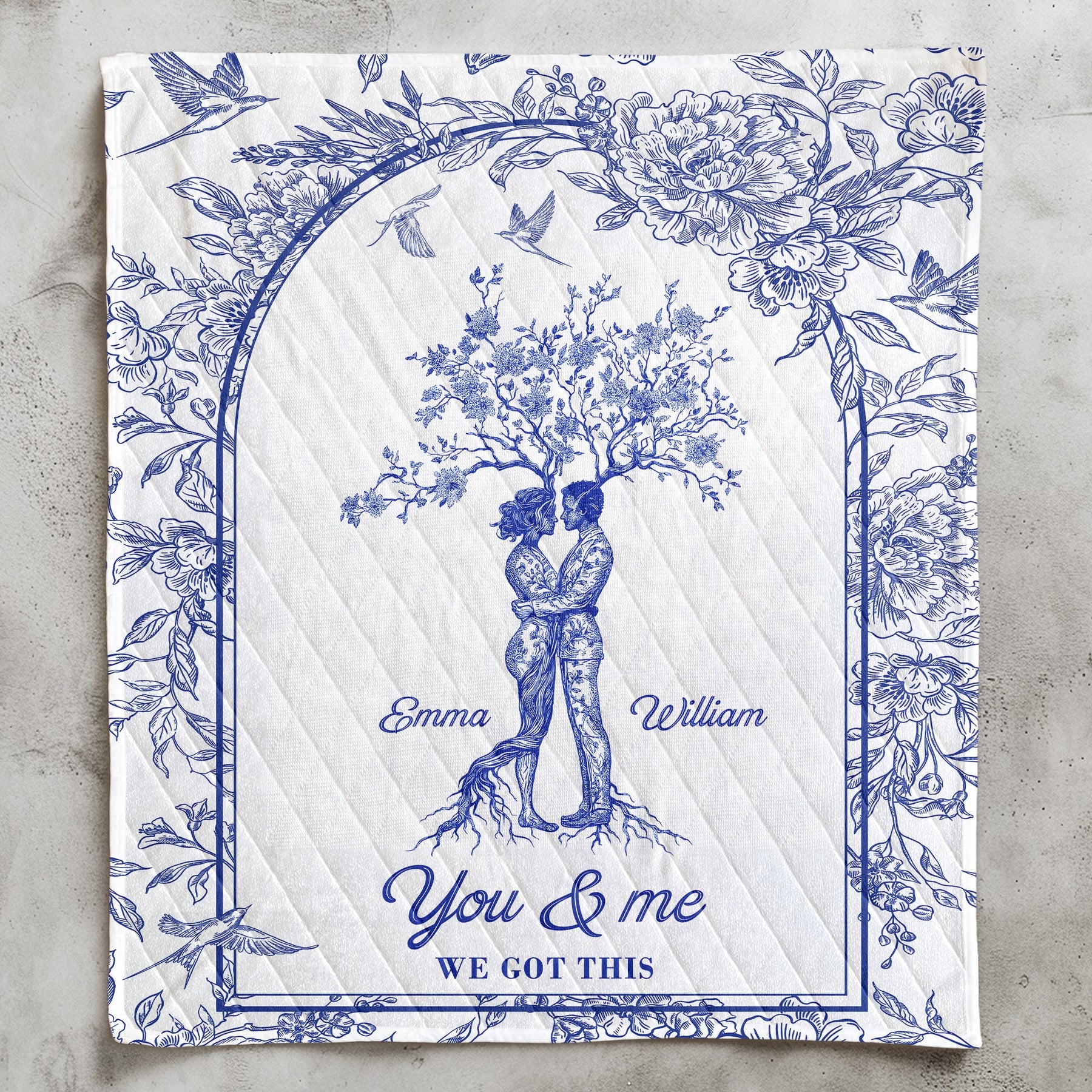 You & Me We Got This Toile De Jouy Art - Custom Quilt Set
