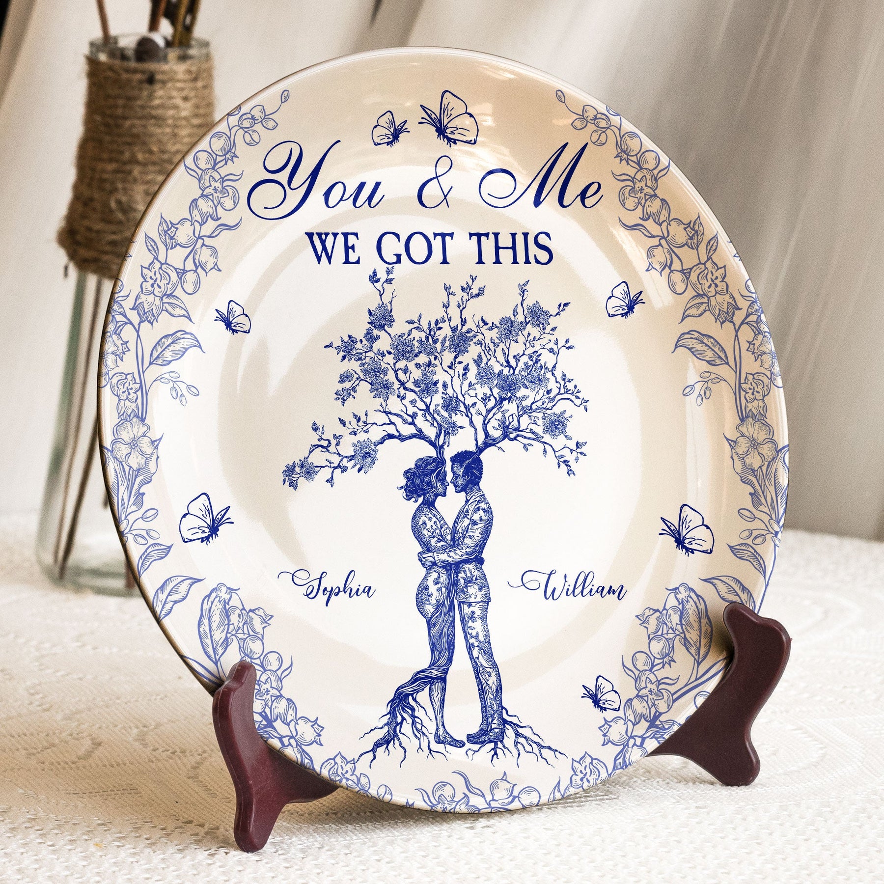 You & Me We Got This Toile De Jouy Style - Personalized Ceramic Plate