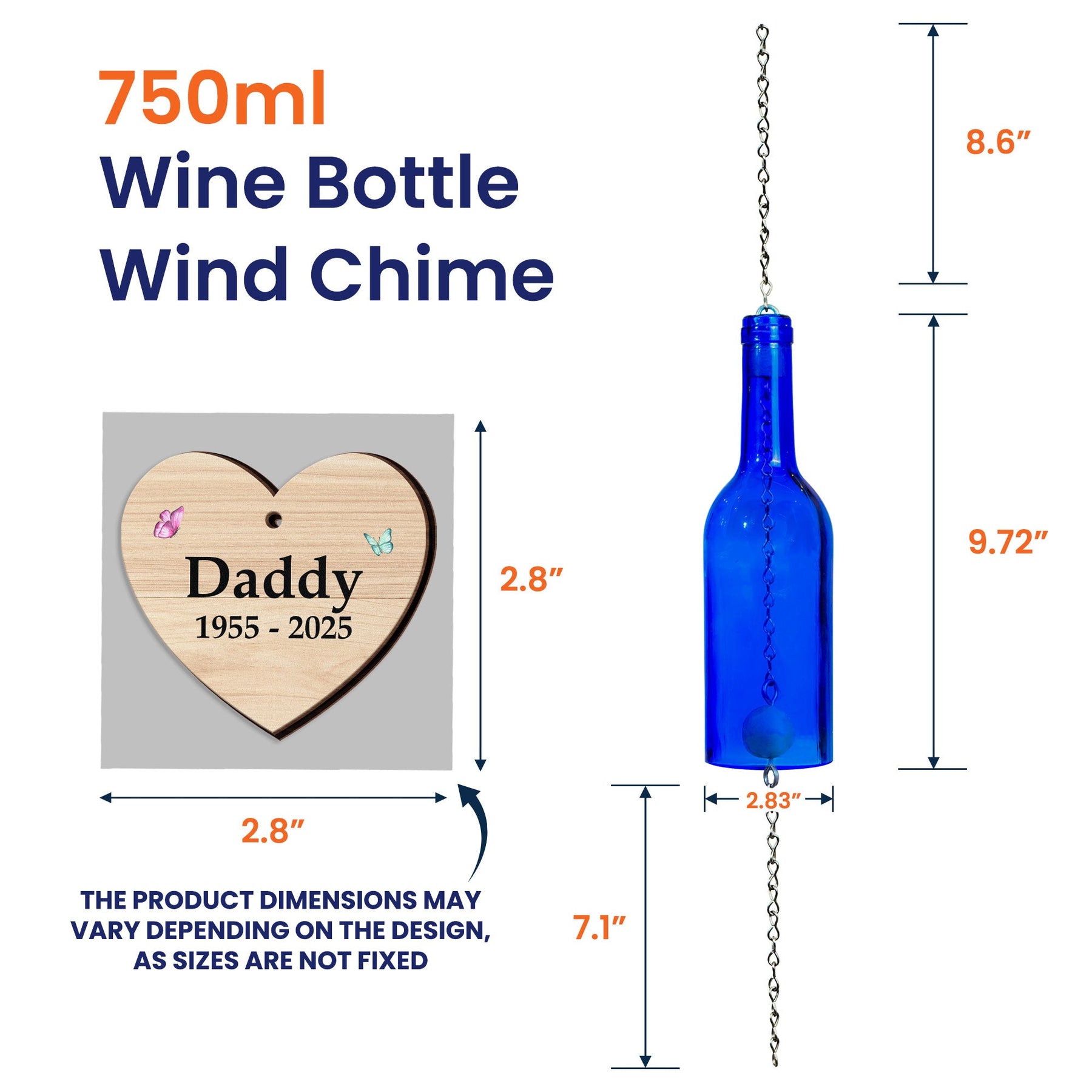 Your Life Was A Blessing Memorial Gift - Personalized Photo Wine Bottle Wind Chime