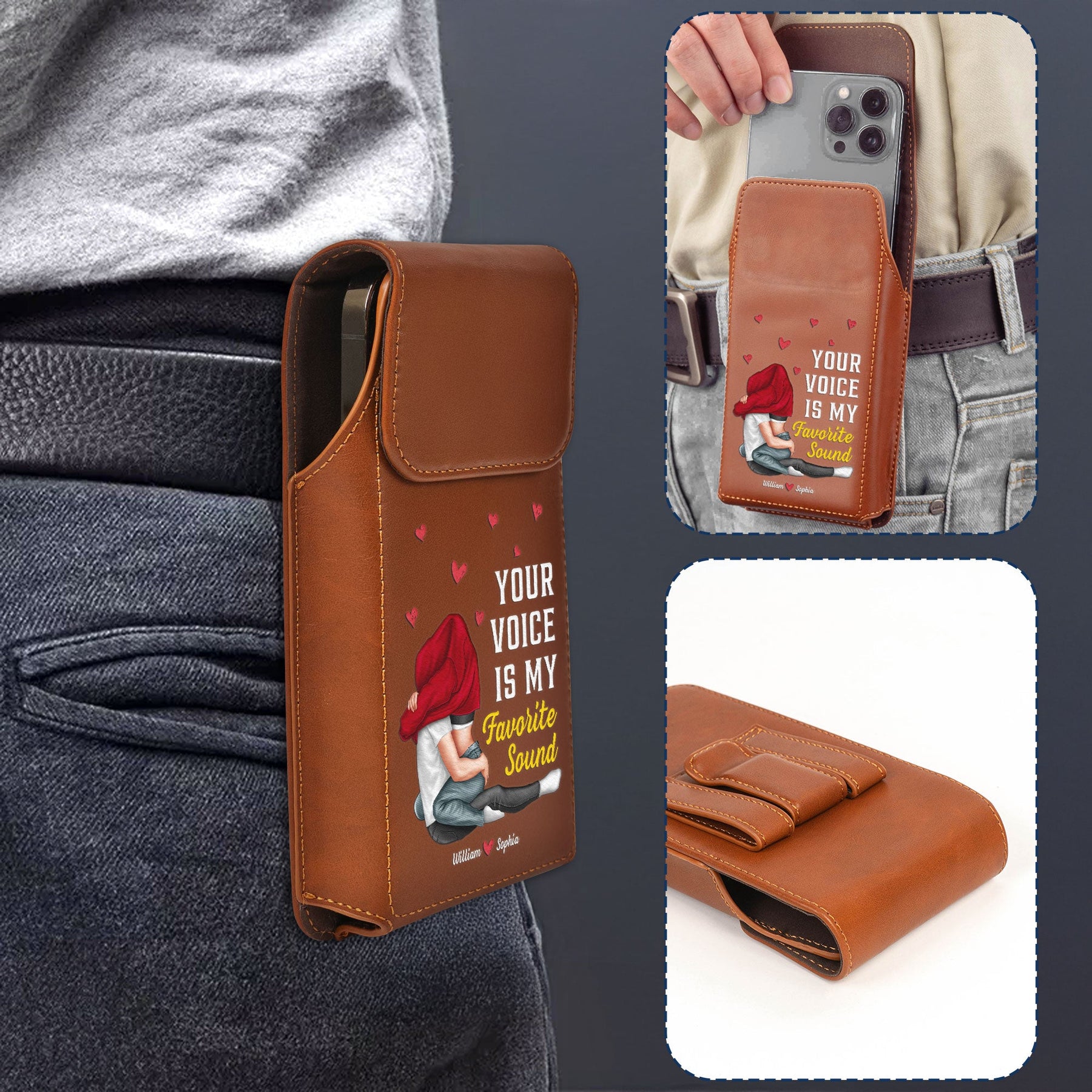 Your Voice Is My Favorite Sound - Personalized Leather Phone Holster