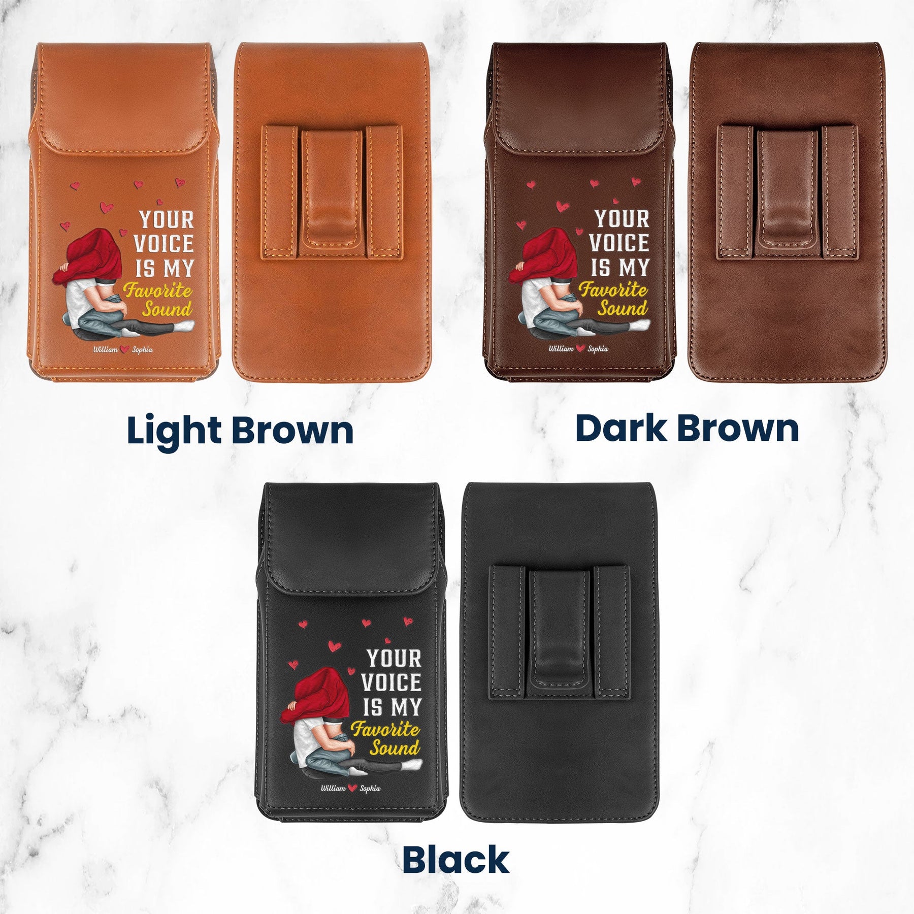 Your Voice Is My Favorite Sound - Personalized Leather Phone Holster