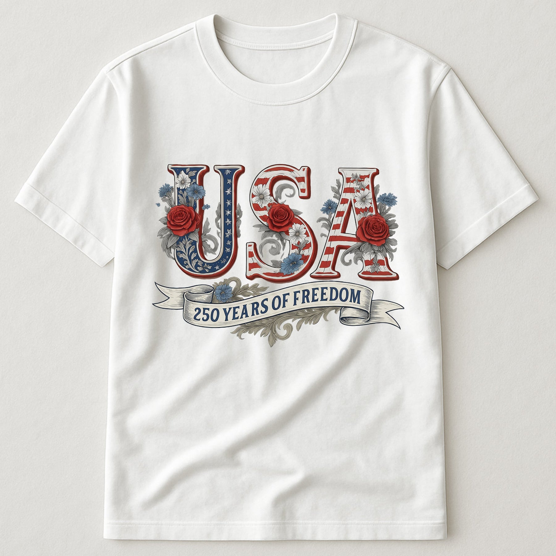 USA Floral 250 Years Of Freedom Vintage - Shirt