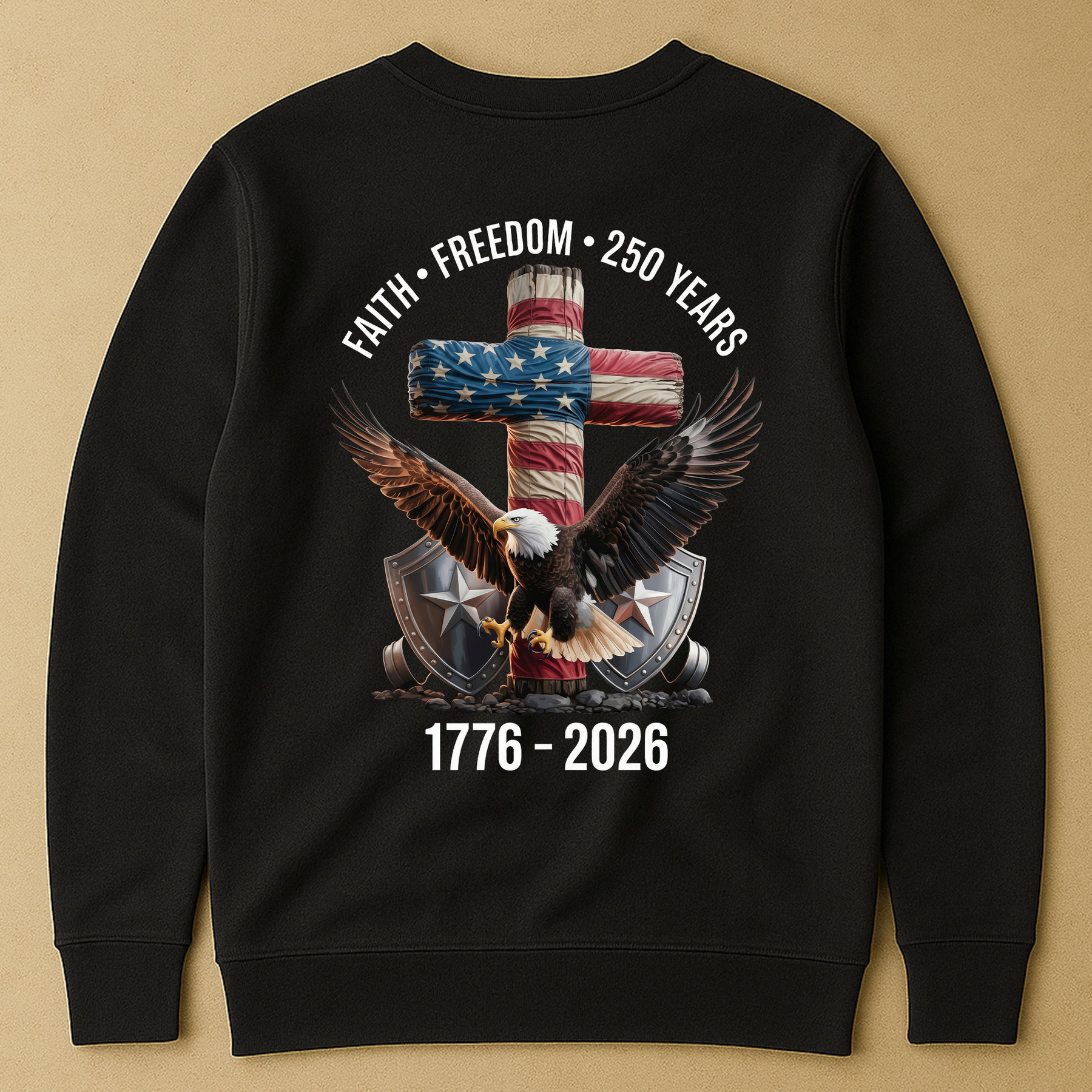 Faith Freedom 250 Years Eagle & Cross - Back Printed Shirt