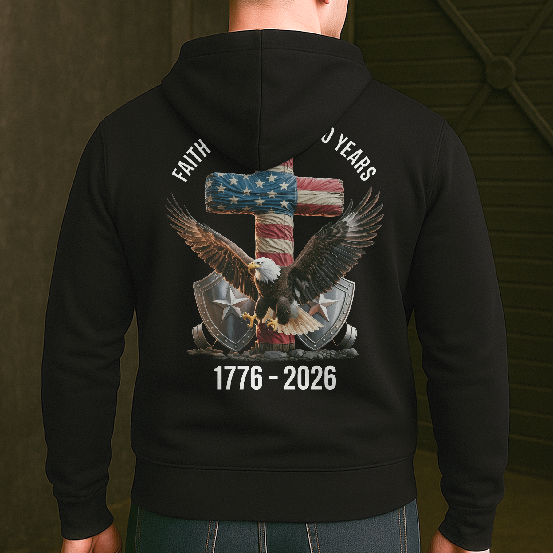 Faith Freedom 250 Years Eagle & Cross - Back Printed Shirt