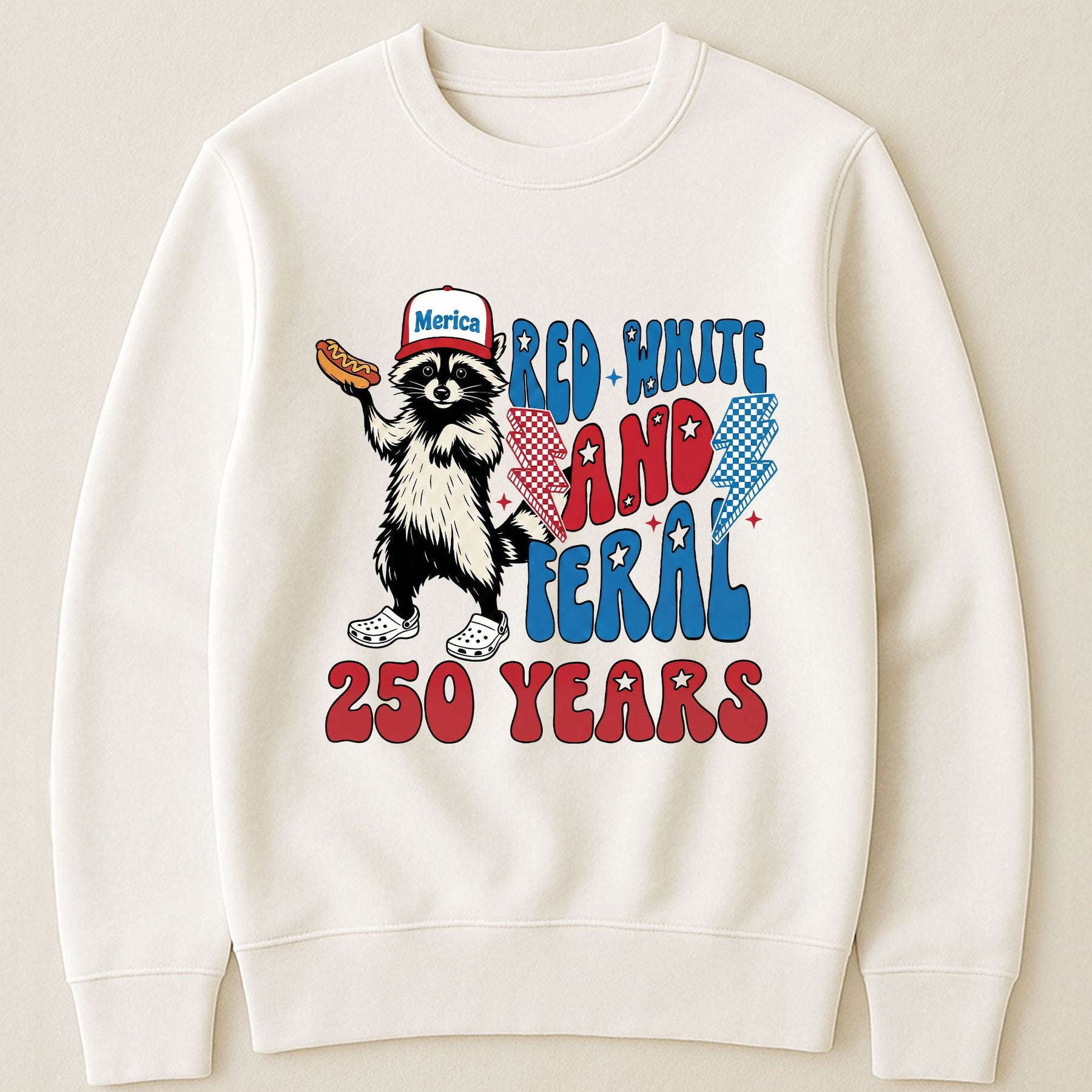 Raccoon Red White & Feral 250 Years - Shirt