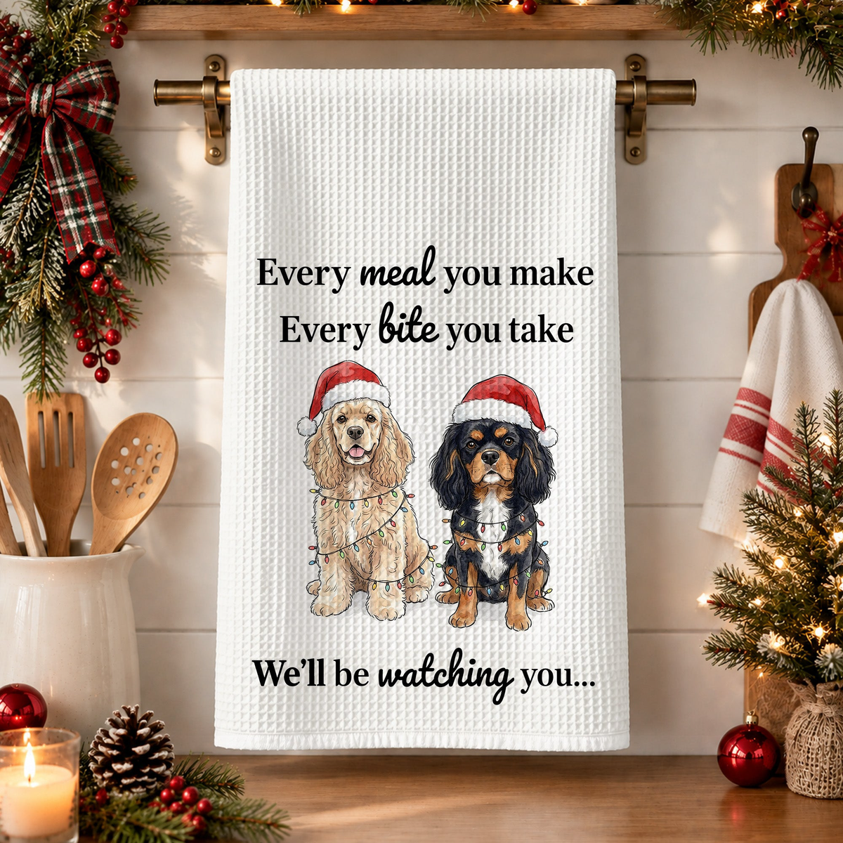 I’ll Be Watching You Custom Pet Portrait Watercolor Art - Personalized Kitchen Towel