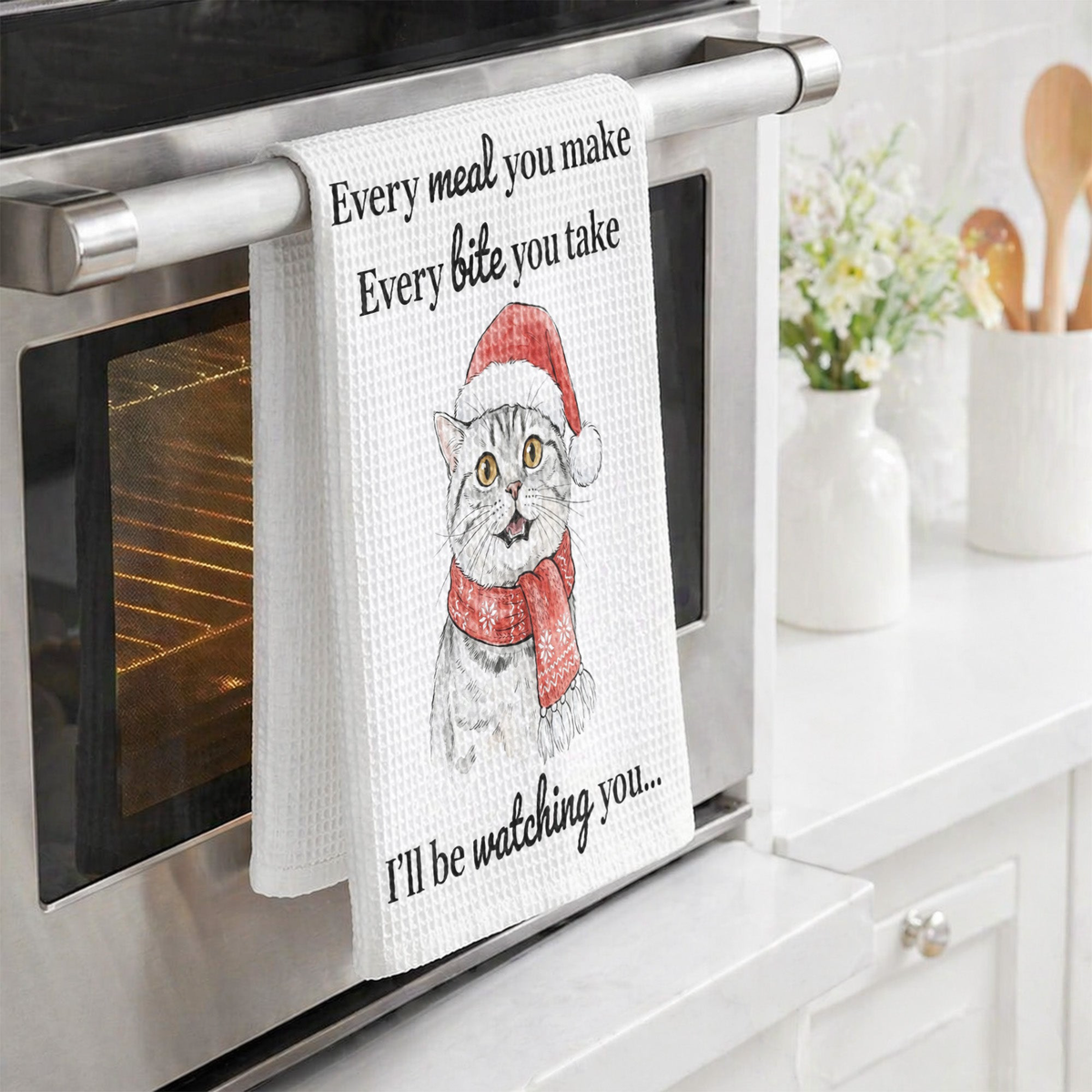 I’ll Be Watching You Custom Pet Portrait Watercolor Art - Personalized Kitchen Towel
