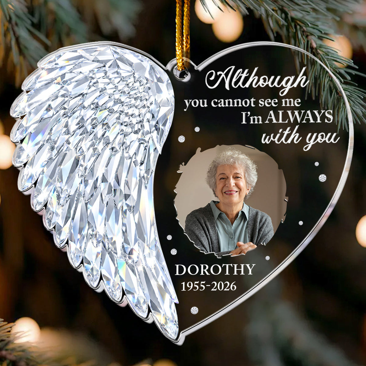 I'm Always With You Heart Wing Shaped Christmas Memorial Gifts - Personalized Ornament