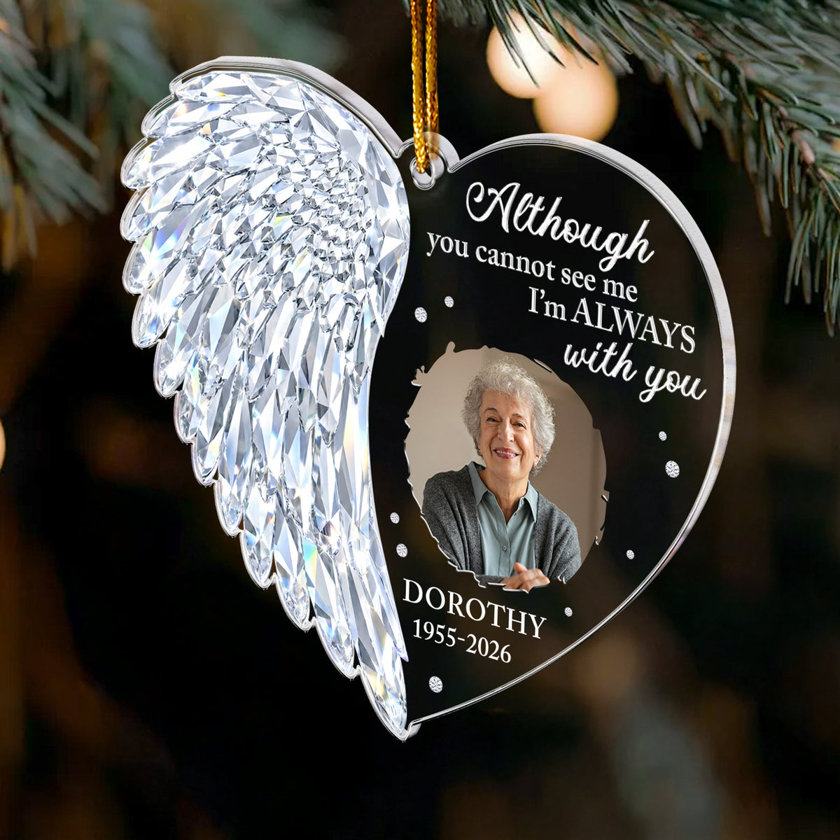 I'm Always With You Heart Wing Shaped Christmas Memorial Gifts - Personalized Ornament