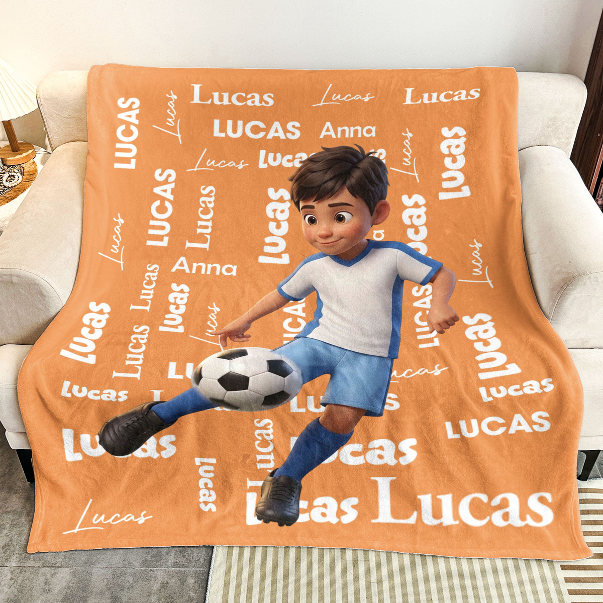 Kid Cartoon Style Custom Name - Personalized Blanket