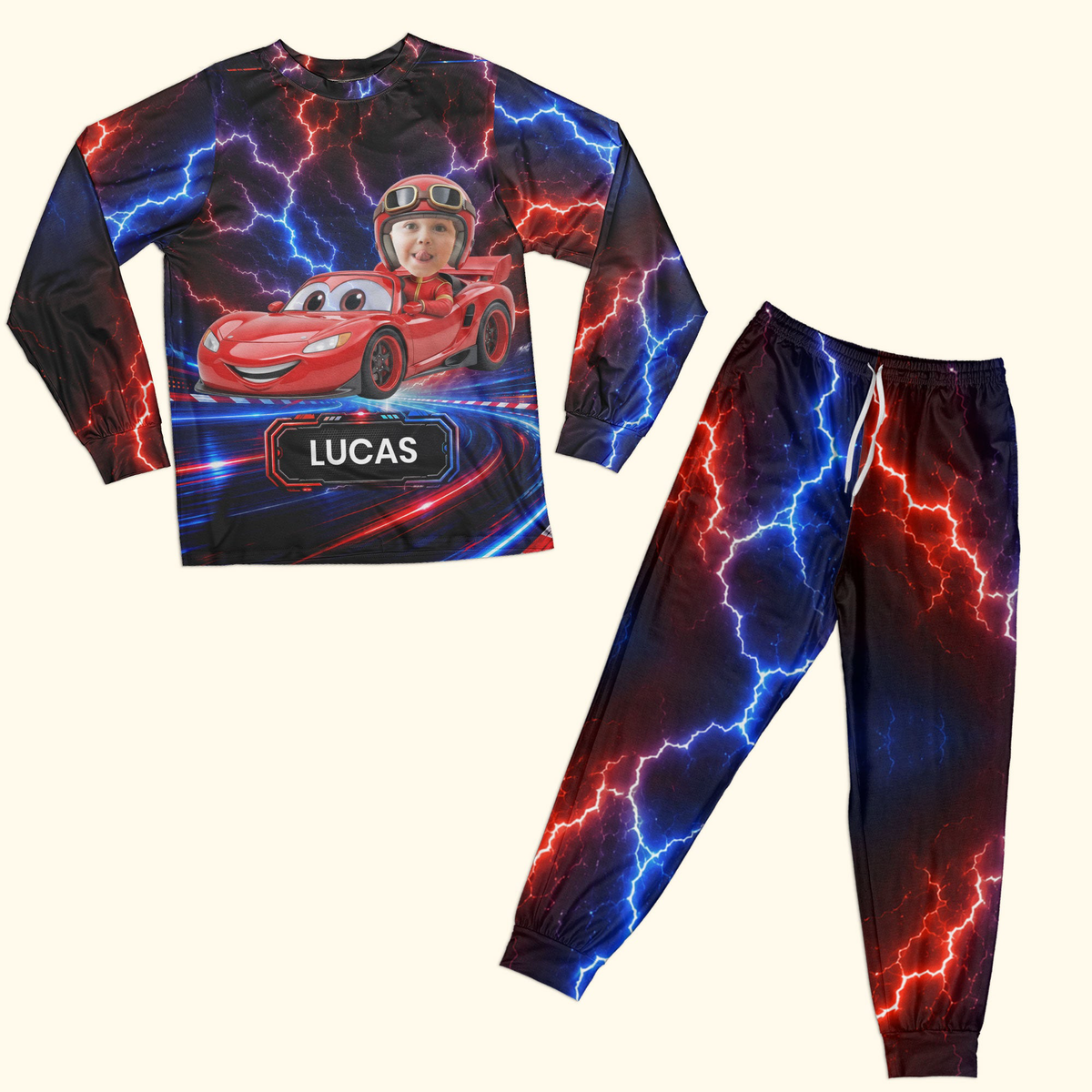 Kid Racing Custom Photo - Personalized Pyjamas