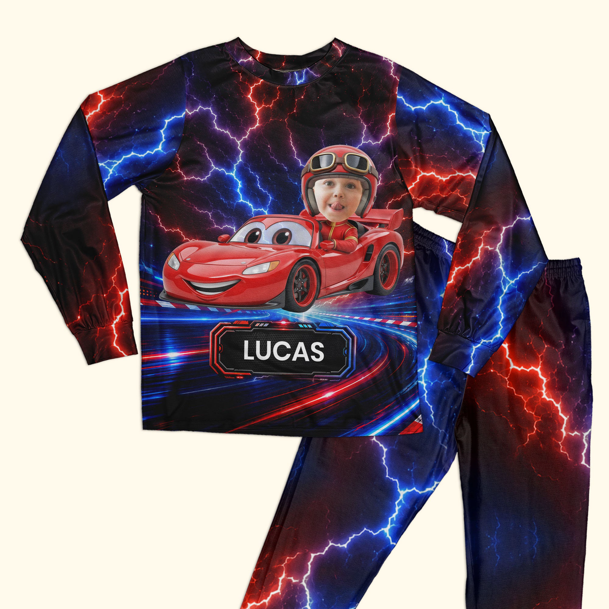 Kid Racing Custom Photo - Personalized Pyjamas