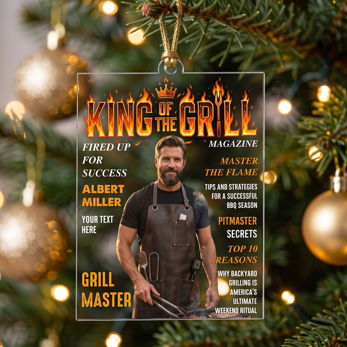 King Of The Grill Magazine Gift For Grill Master - Personalized Ornament