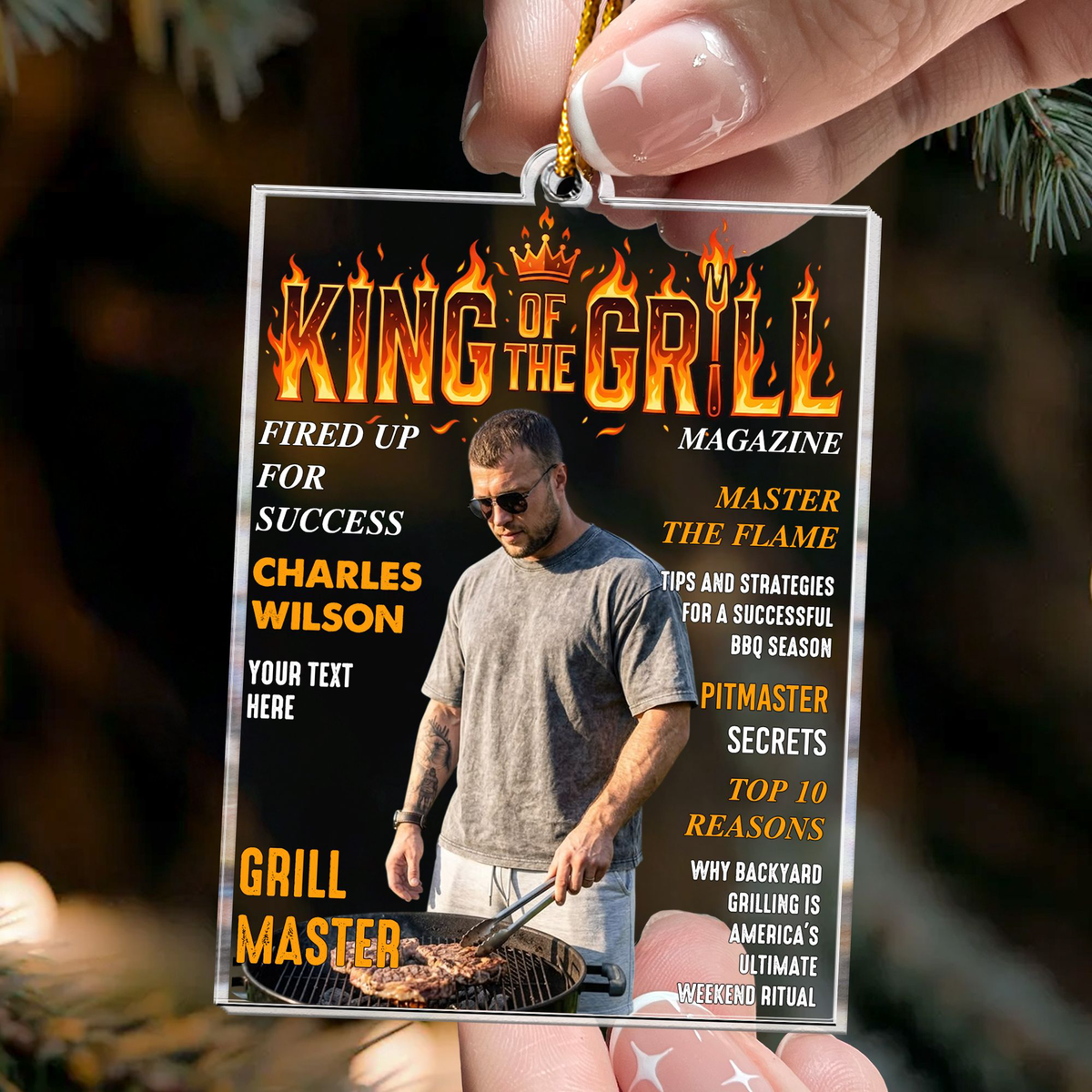 King Of The Grill Magazine Gift For Grill Master - Personalized Ornament