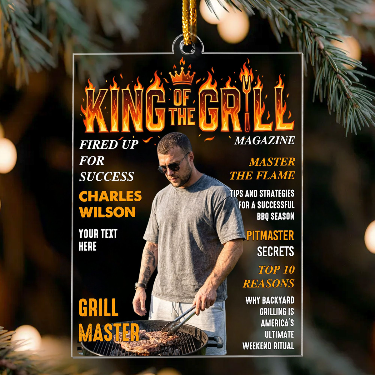 King Of The Grill Magazine Gift For Grill Master - Personalized Ornament