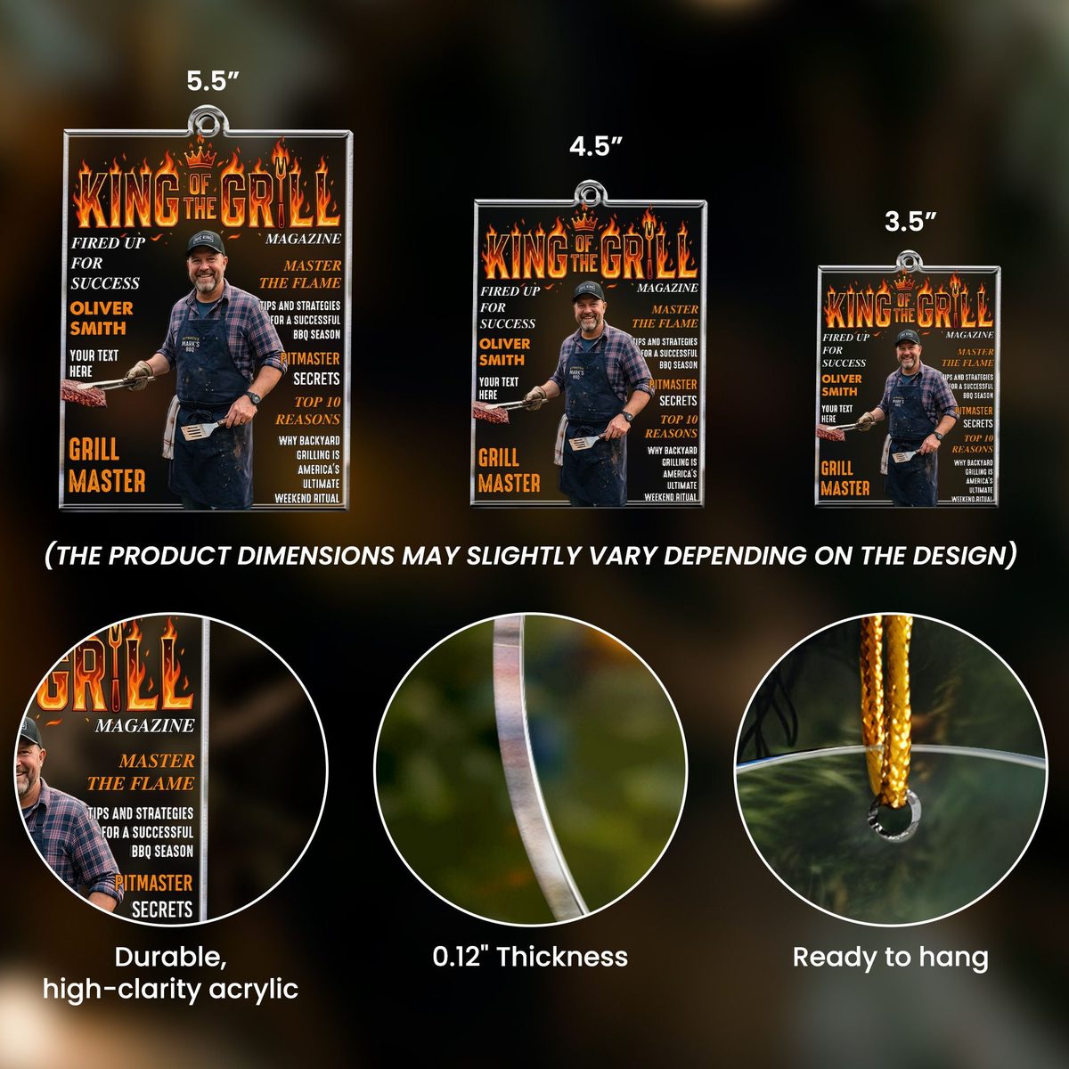 King Of The Grill Magazine Gift For Grill Master - Personalized Ornament
