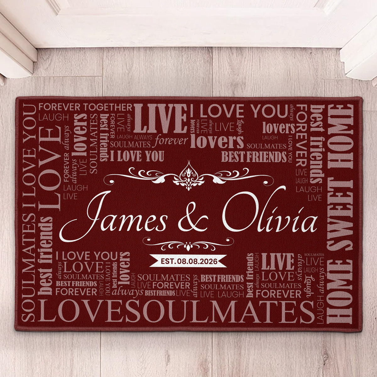 Live Love Home Sweet Home Custom Name Couple New Home Christmas Gift - Personalized Doormat