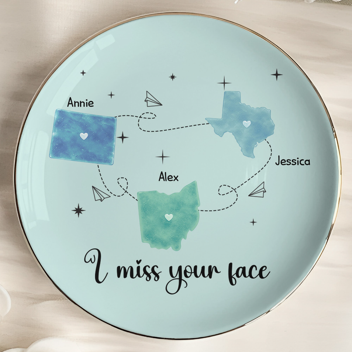 Long Distance Gift For Best Friends, Bff, Sisters - Personalized Jewelry Dish