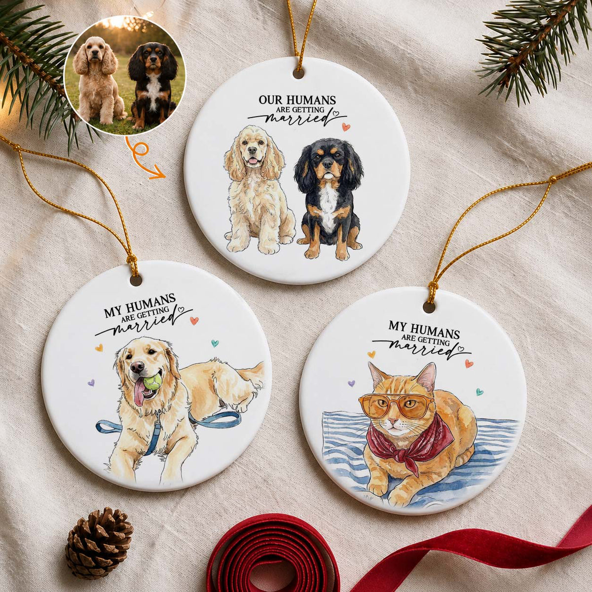 My Humans Are Getting Married Wedding Engagement Gifts - Personalized Ornament