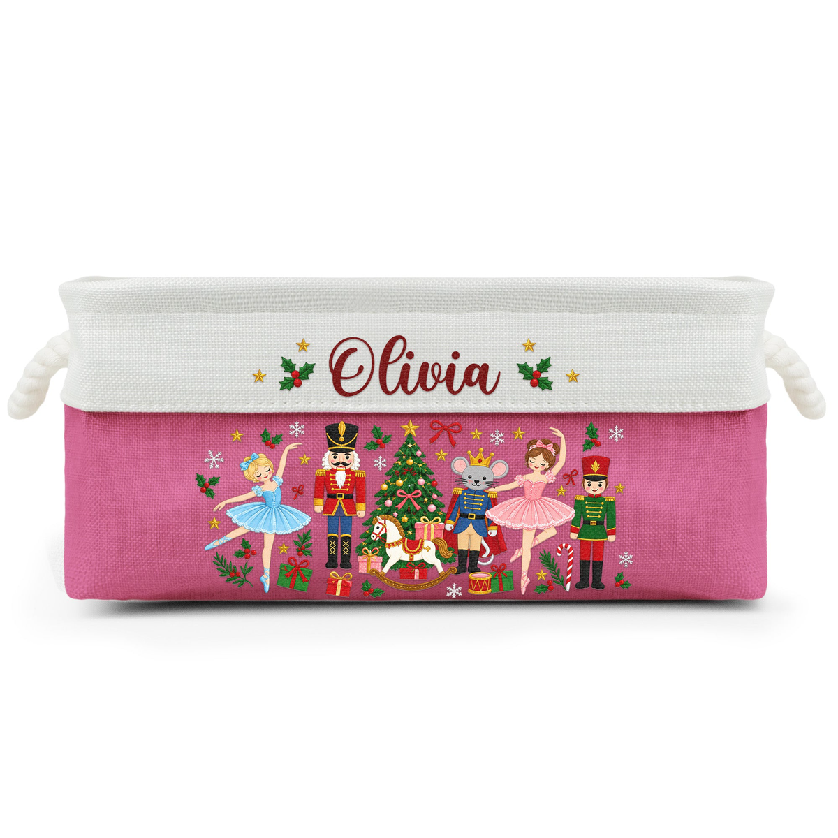 Nutcracker Christmas Custom Name Basket For Kids, Grandkids - Personalized Storage Basket