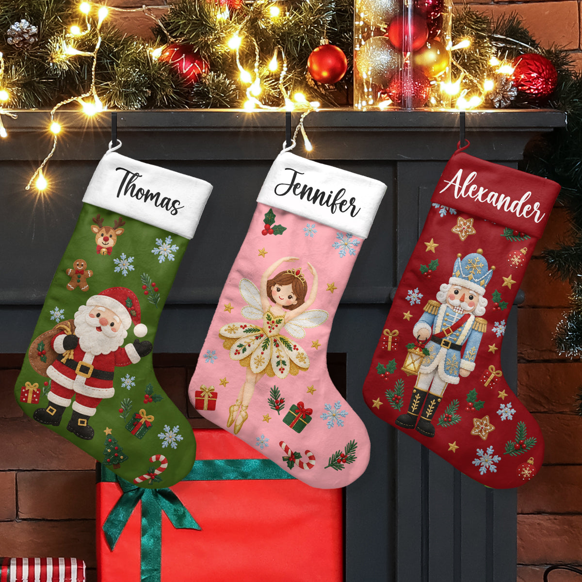 Nutcracker Christmas Stocking For Kids, Grandkids Custom Name & Character - Personalized Stocking