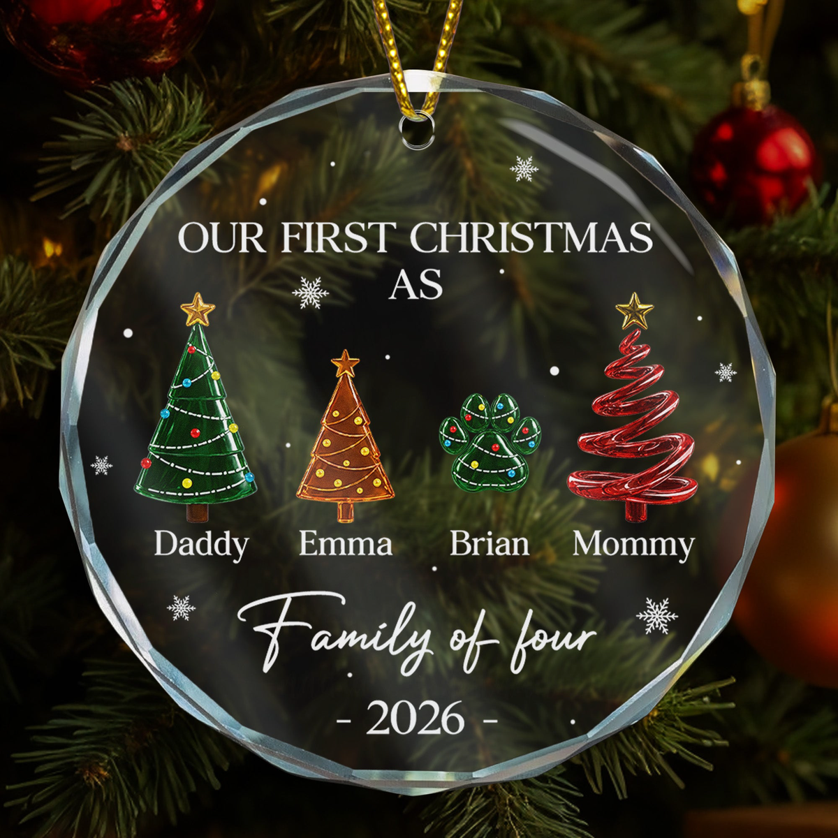 Our First Christmas As A Family Crystal Christmas Tree - Personalized Ornament