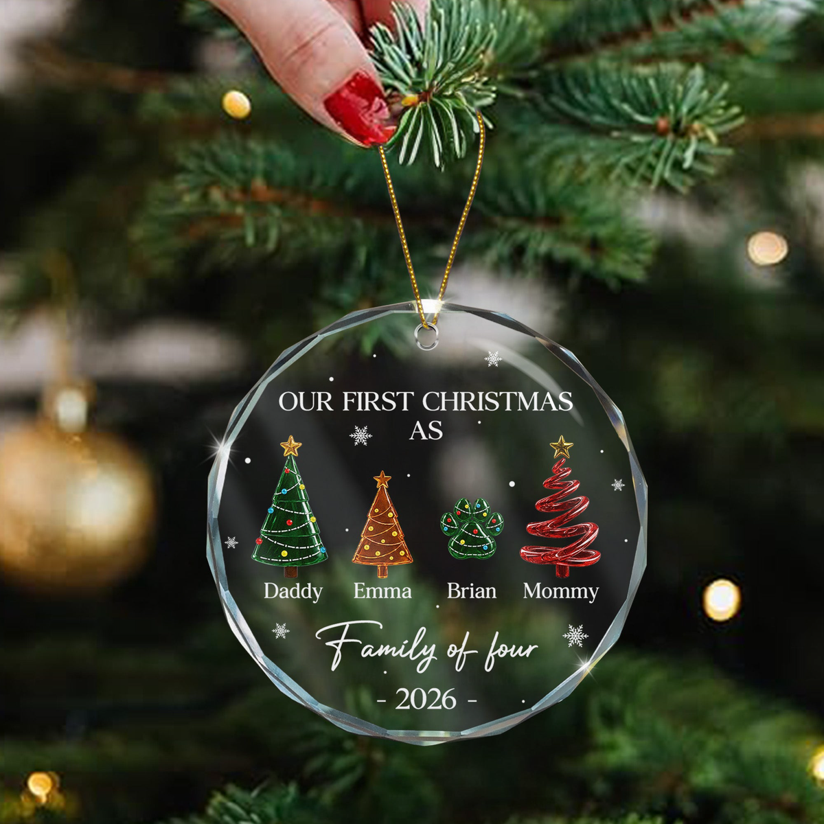 Our First Christmas As A Family Crystal Christmas Tree - Personalized Ornament