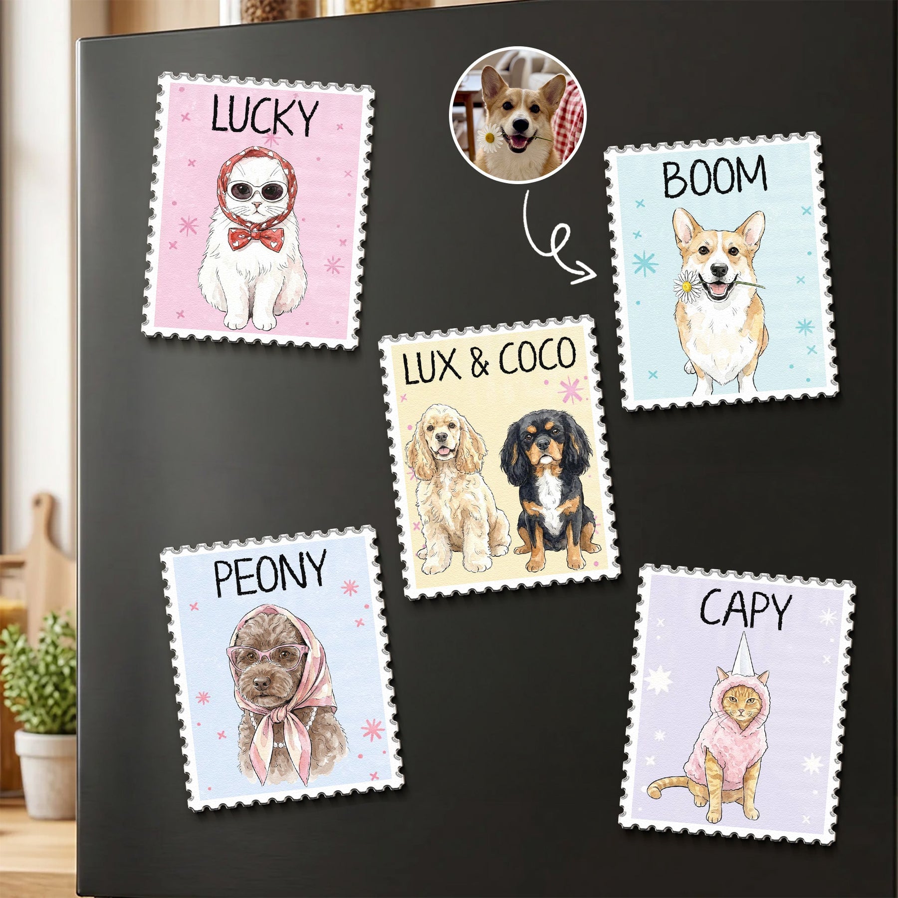 Pet Lovers Custom Photo Watercolor - Personalized Magnet