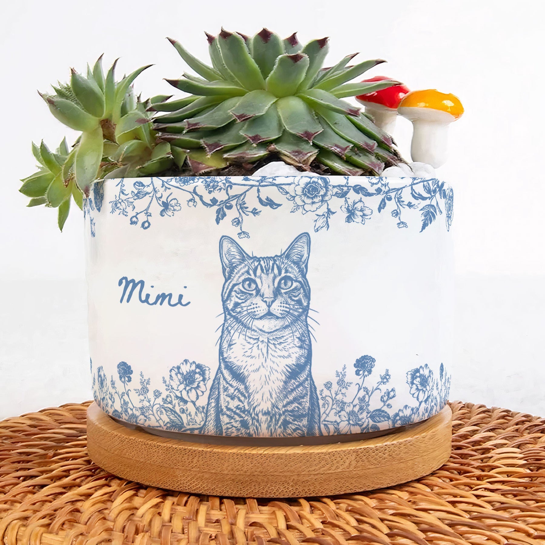 Pet Memorial Planter, Sketch Line Art Pet Photo Planter, Pet Loss Gift - Personalized Plant Pot