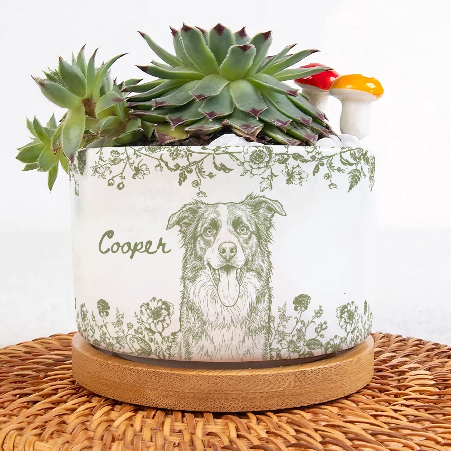 Pet Memorial Planter, Sketch Line Art Pet Photo Planter, Pet Loss Gift - Personalized Plant Pot