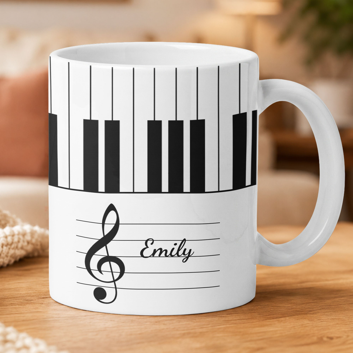 Piano, Keyboard Music Custom Name, Gift For Musician, Pianist, Composers - Personalized Mug