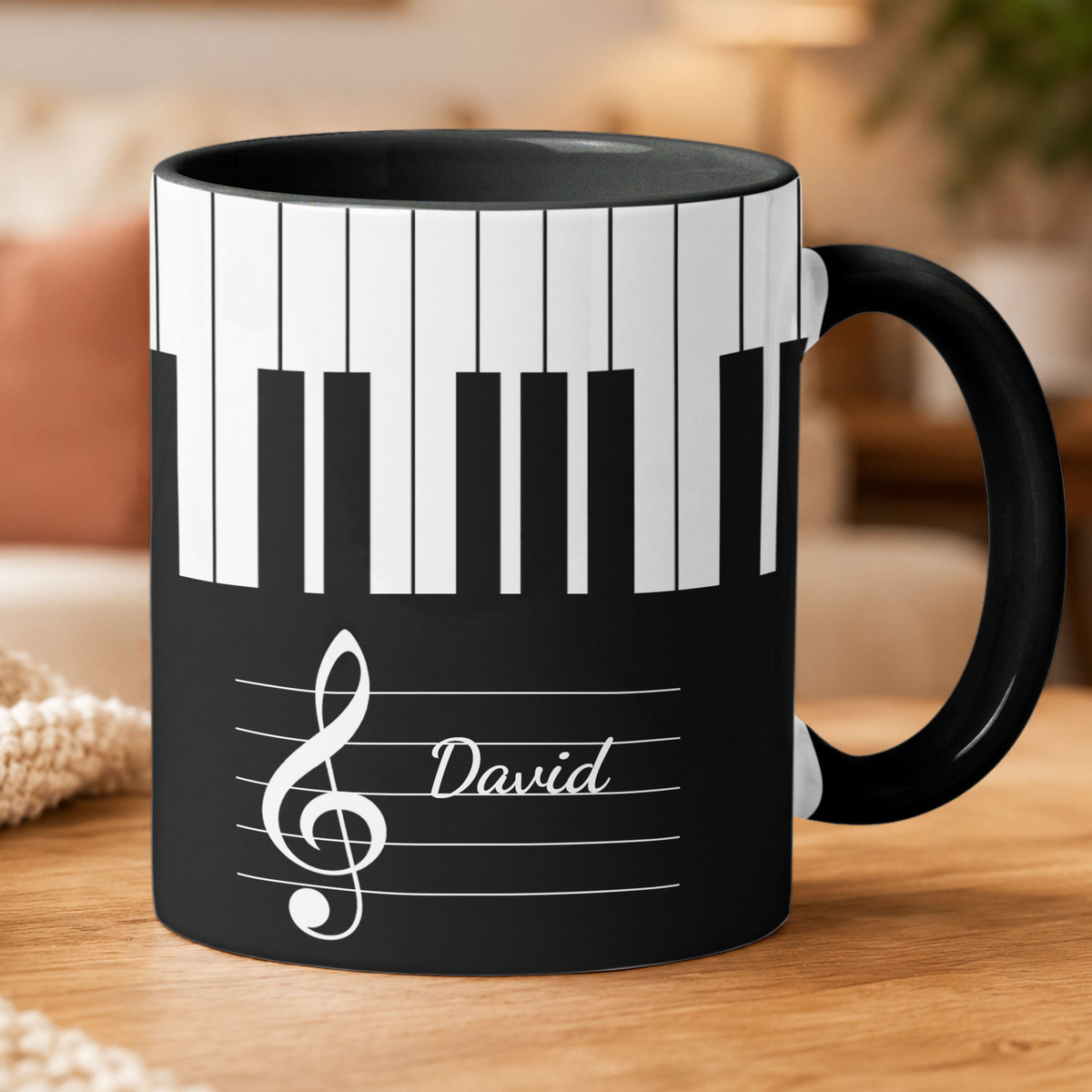 Piano, Keyboard Music Custom Name, Gift For Musician, Pianist, Composers - Personalized Mug