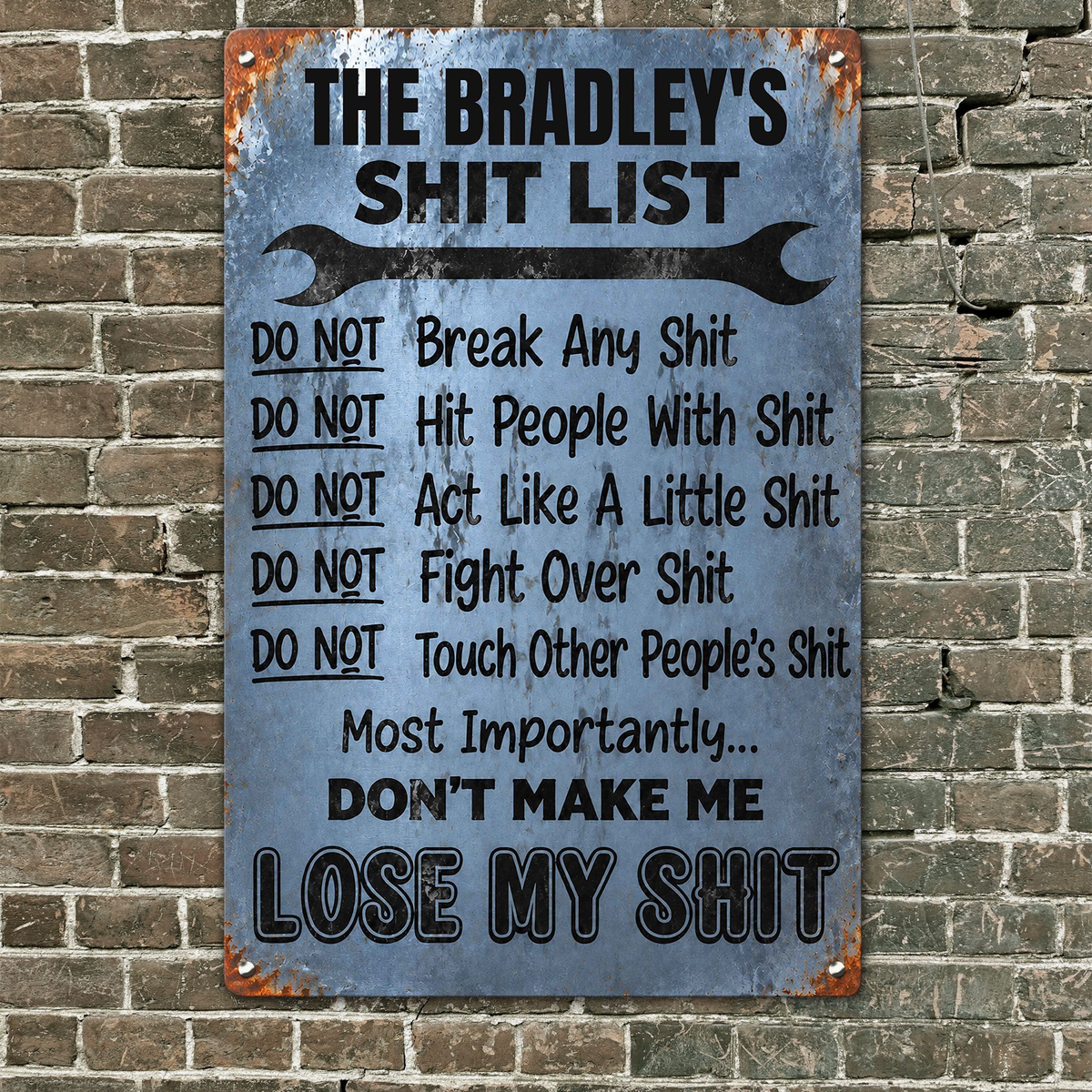 Sht List - Funny Sign For Men Cave, Women Cave - Gift For Mom, Dad - Personalized Metal Sign