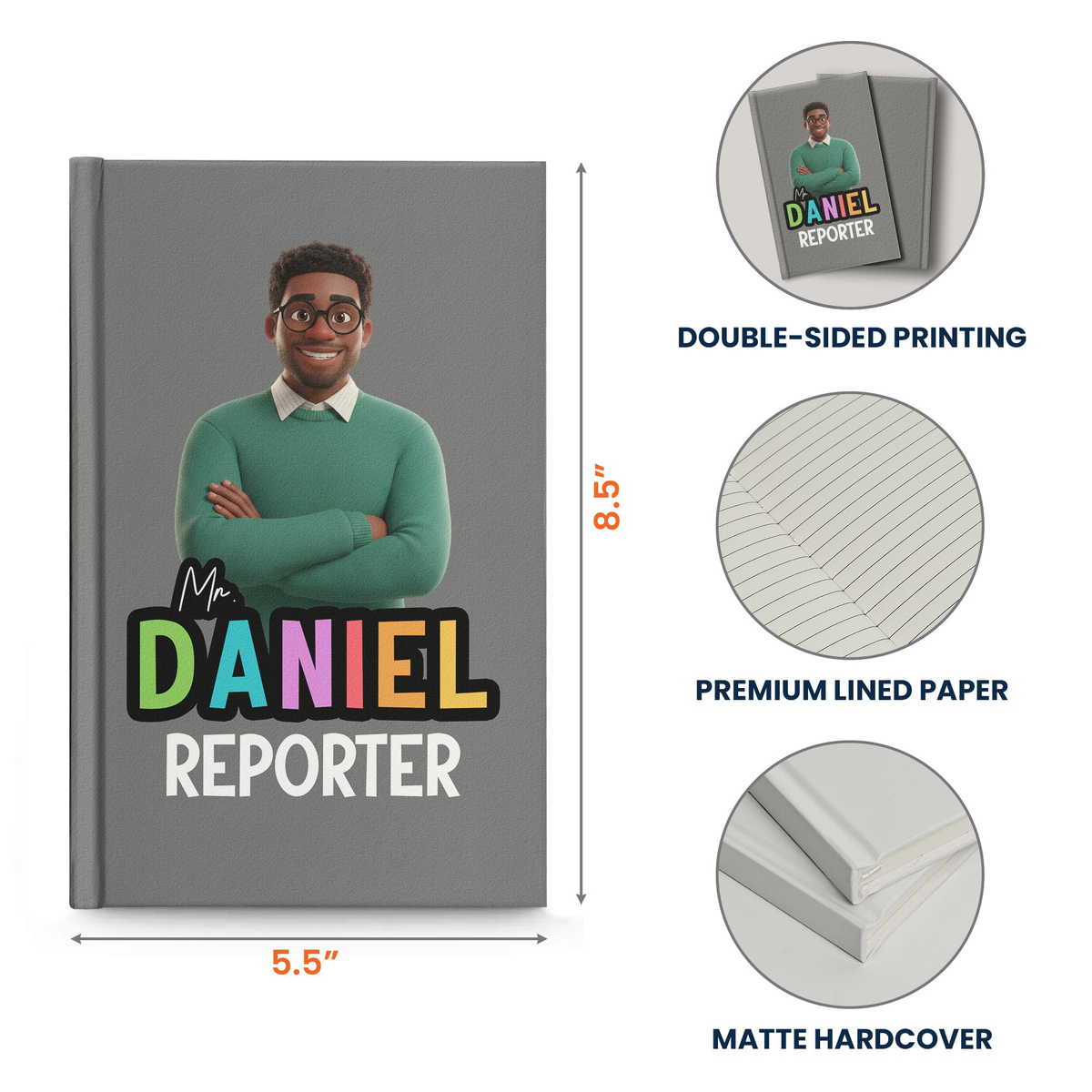 Teacher Cartoon Version - Personalized Journal